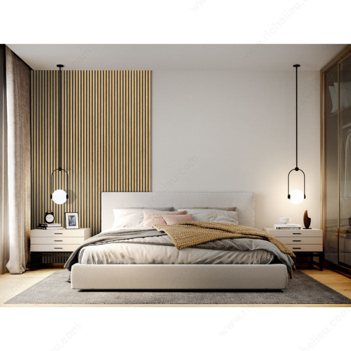 94.5'' x 23.6'' Wood Slat Acoustic Panels, Decorative Soundproof Panels for Walls and Ceilings, 3D Slat Wood Wall Panels-White Oak