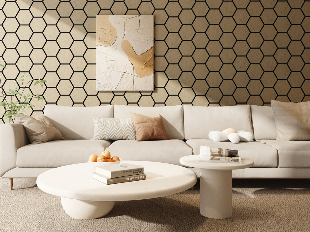 Acoustic Hexagonal Decorative Wood Panels, Decorative Soundproof Panels, 3D Wood Wall Panels (Pack of 2)-Walnut