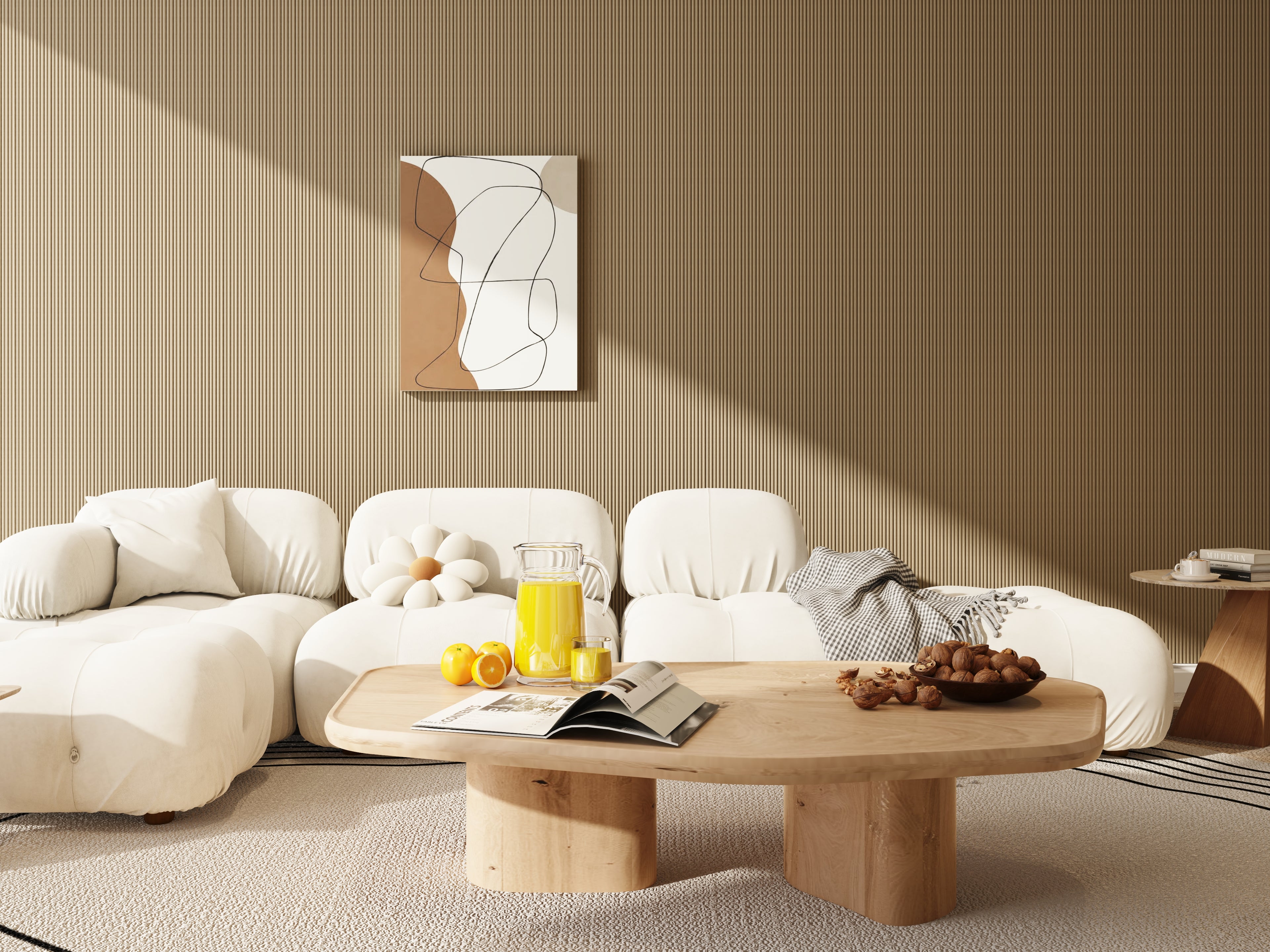 94.5" × 23.6" Double Fluted Flexible Tambour Wall Panel, Semi-Circle, 3D Slat Wood Wall Panels, Interior Design Wood Panels For Walls- Walnut