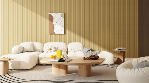 94.5" × 23.6" Flexible Tambour Wall Panel, Semi-Circle, 3D Slat Wood Wall Panels, Interior Design Wood Panels For Walls- White Oak