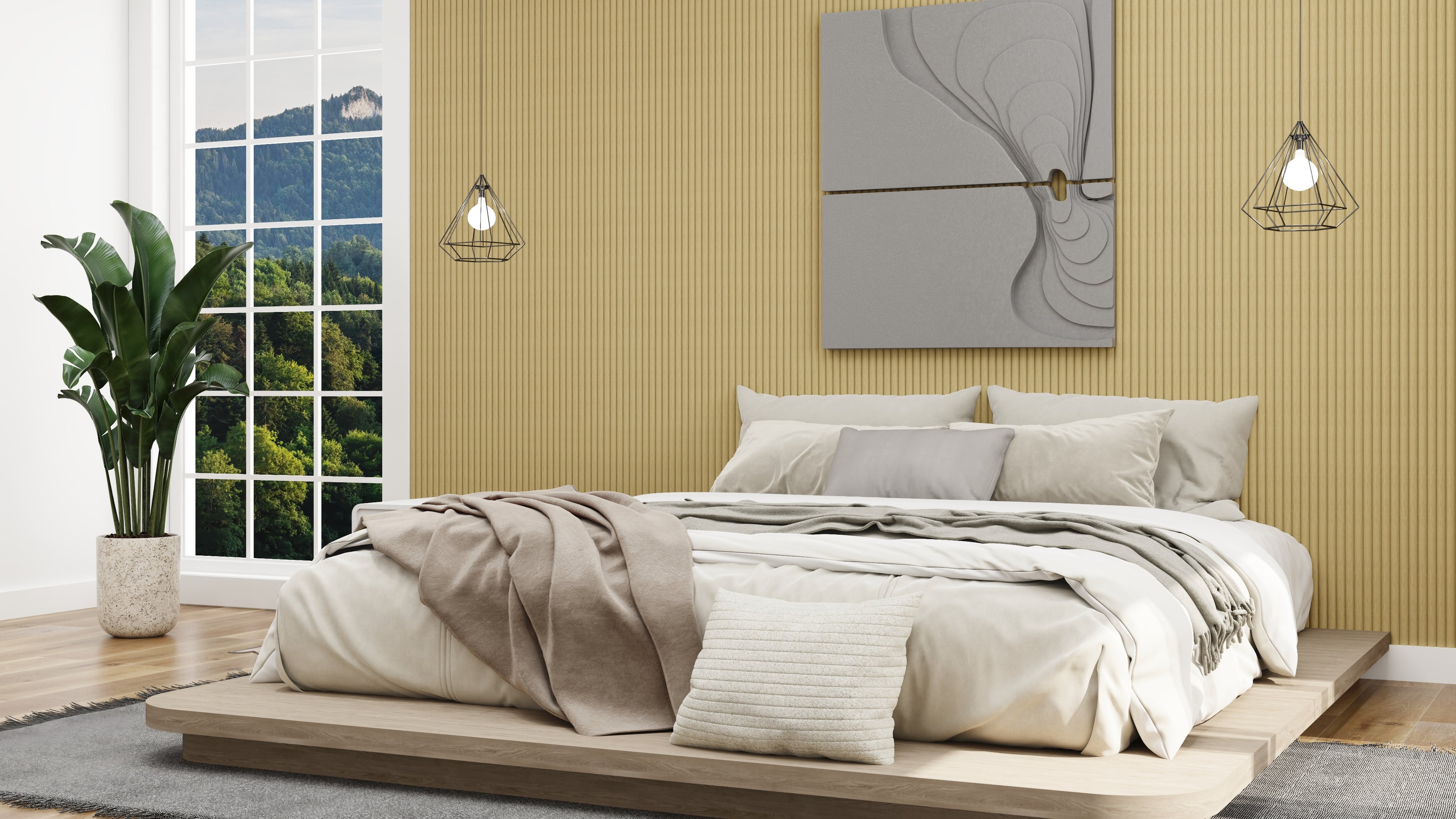 94.5" × 23.6" Flexible Tambour Wall Panel, Semi-Circle, 3D Slat Wood Wall Panels, Interior Design Wood Panels For Walls- White Oak