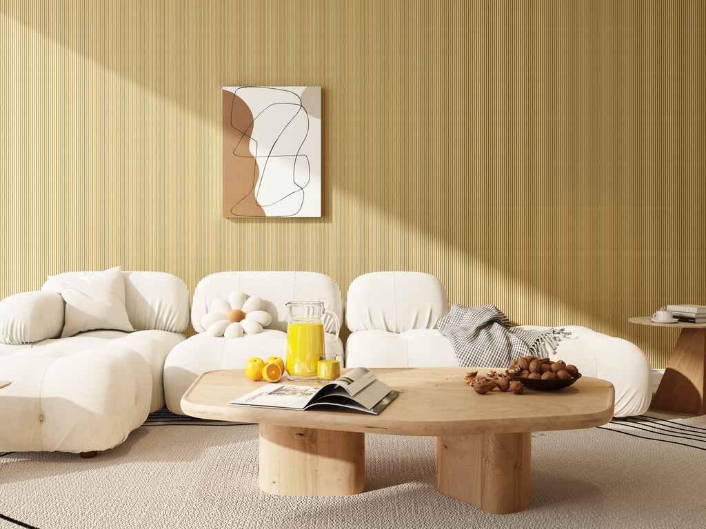 94.5" × 23.6" Double Fluted Flexible Tambour Wall Panel, Semi-Circle, 3D Slat Wood Wall Panels, Interior Design Wood Panels For Walls- White Oak