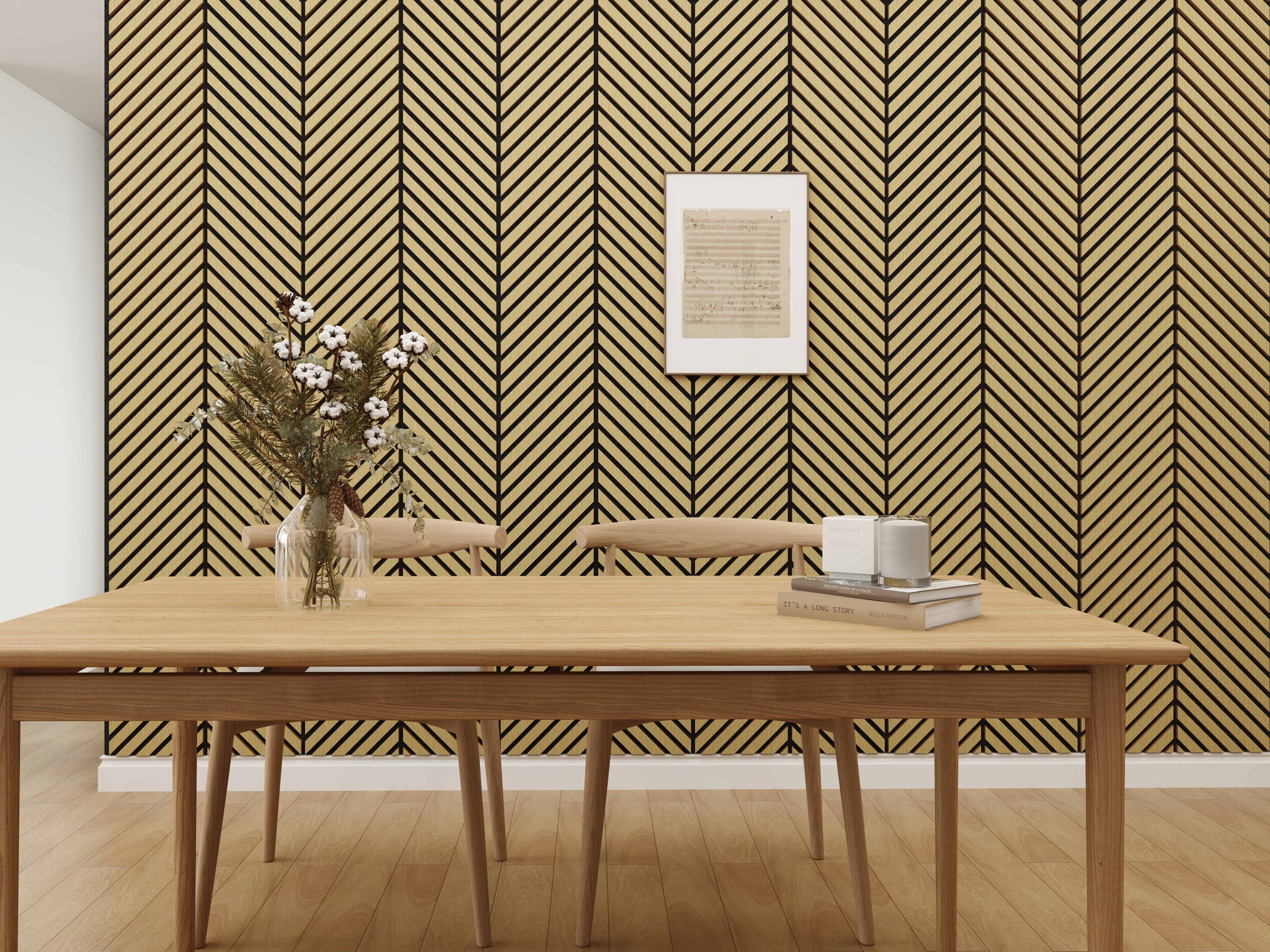 Herringbone Acoustic Wood Panel, Decorative Soundproof Panels for Walls and Ceilings, 3D Slat Wood Wall Panels-White Oak