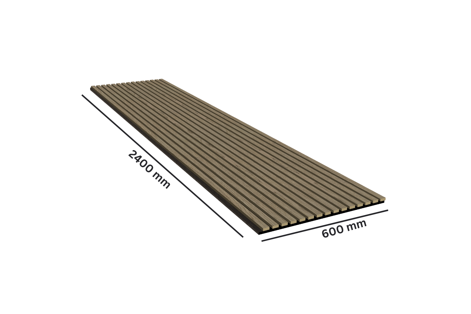 Brown rectangular mat with dimensions 2400 mm x 600 mm on a white background