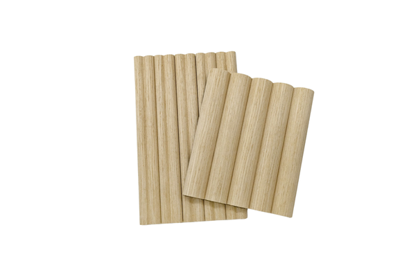 Véra Designs walnut double fluted tambour wall panel sample piece
